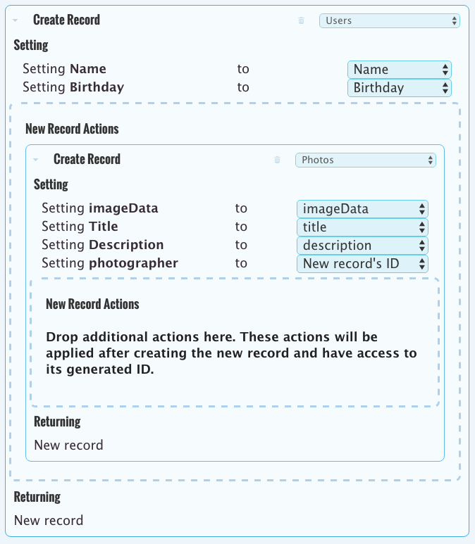 Nested Actions