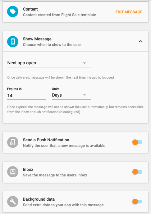 In-App Message Delivery Options