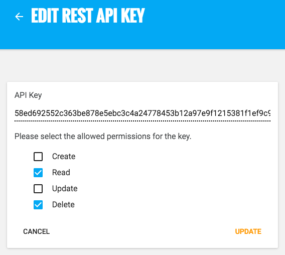 Edit API key form