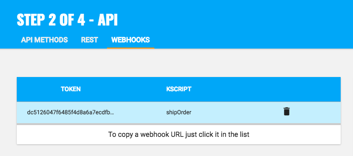 Copy webhook URL