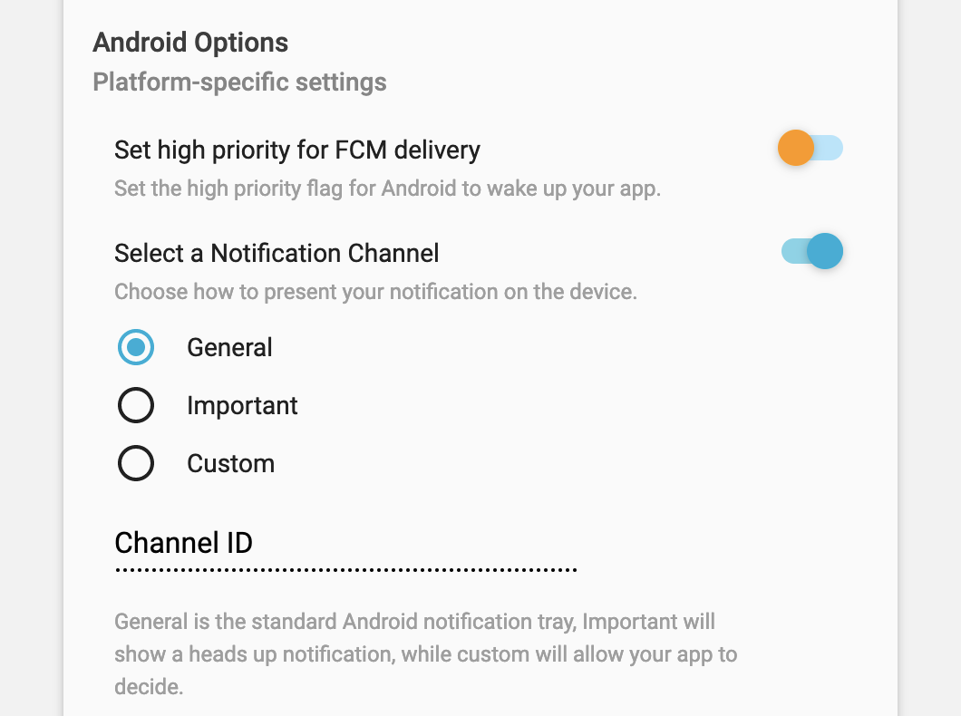 Android advanced options